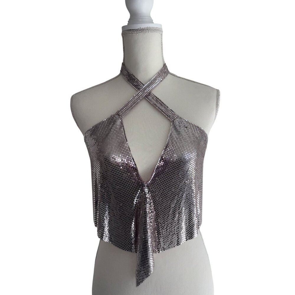 Lovers and Friends Bennett Top in Soft Pink Medium New Womens Chainmail tank - Picture 4 of 7